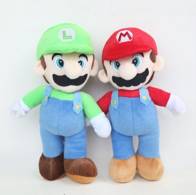 2pcs/lot 25cm Super Mario Bros Stand Mario & Luigi Plush Toys Doll Soft Stuffed Toys