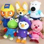 6pcs/lot Kawaii Hot Korea Pororo Little Penguin Stuffed Anime Plush Toys Doll Pororo+His Friends