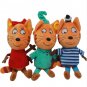 3pcs/lot Russian Cartoon Three Kittens Happy Kittens Cat Stuffed Plush Toys Soft Animals Cat Toy