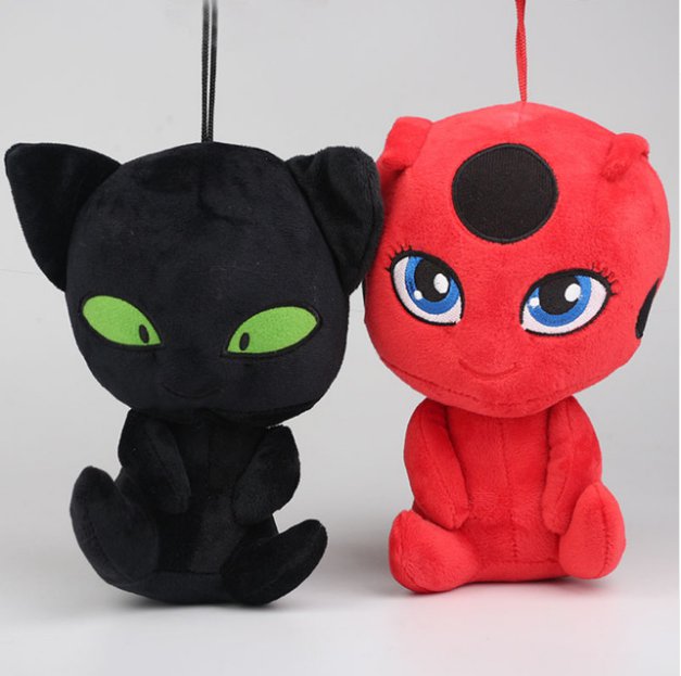 5pcs/lot Miraculous Ladybug Cat Plagg&Tikki Noir Plush Toy Plush Soft Stuffed Cartoon Movie Animals