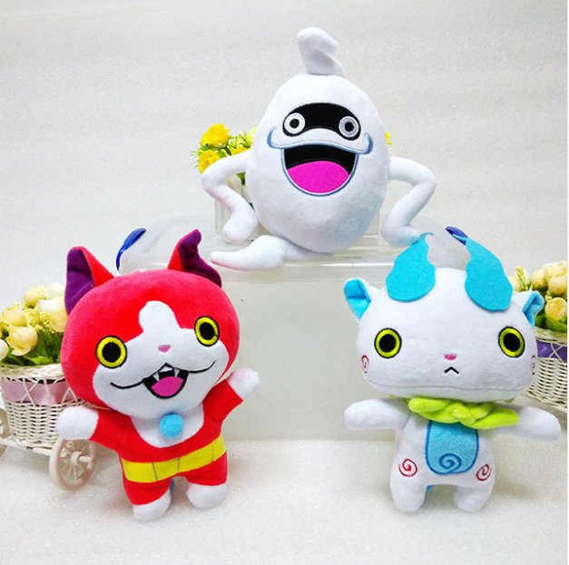 3pcs/lot 20cm Anime Yo-Kai Watch Whisper Jibanyan Komasan Cat Plush Toys Yokai Watch Plush Toy