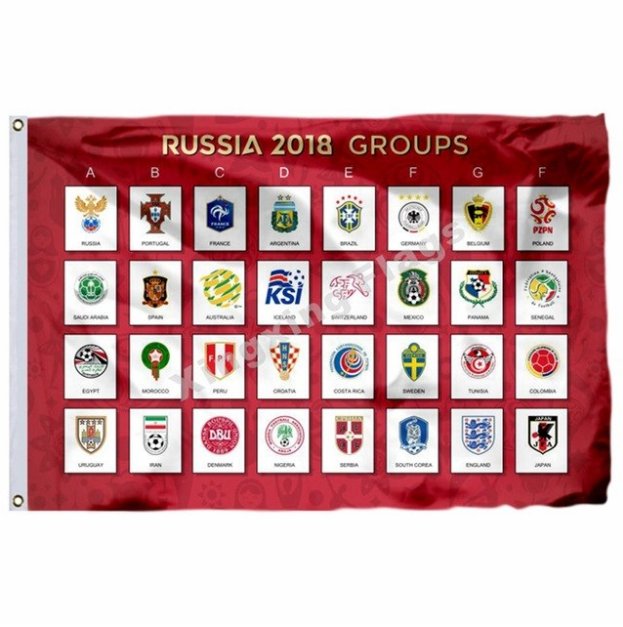 120*180cm 2018 Russian World Cup 32 Team flag Polyester World Cup 32 national football team badge