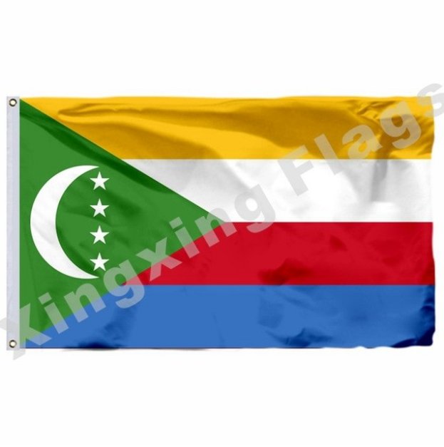 Comoros Flag With Shaft 3x5ft Polyester Comoros National Flag Flying Size No.4 90x150cm Custom Flag