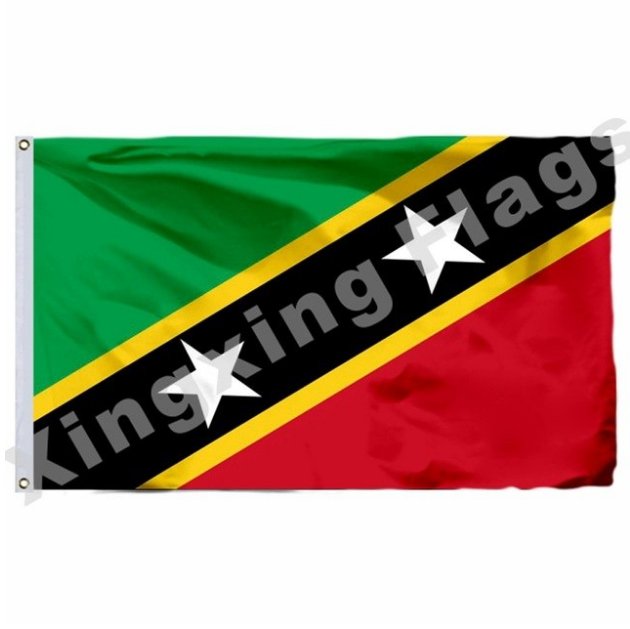 Saint kit+Nevis 1983 Flag With Shaft 3x5ft Polyester Aruba National Flag Flying Size No.4 90x150cm