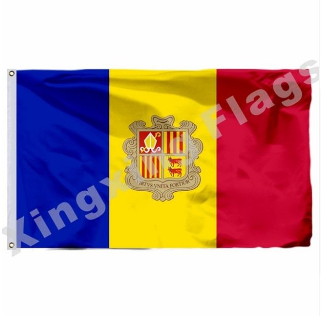 Andorra Flag With Shaft 3x5ft Polyester Andorra National Flag Flying Size No.4 90x150cm Custom Flag