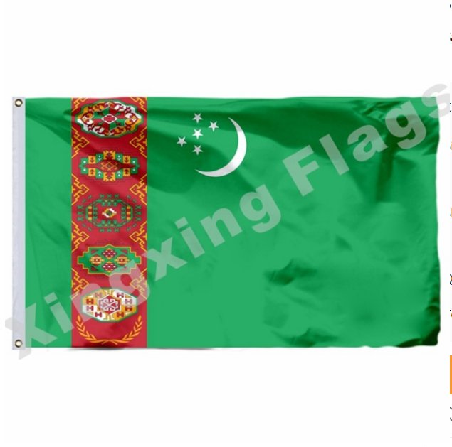 Turkmenistan 2001 Flag 3x5ft Hanging Flag Polyester 100d 14x21cm