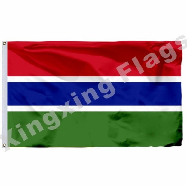 Gambia Flag With Shaft 3X5ft Polyester Gambia National Flag Flying Size No.4 90x150cm Custom