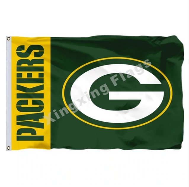 Green Bay Packers Wordmark Flag 3x5ft Polyester NFL1 Banner Flying Size No.4 90*150cm