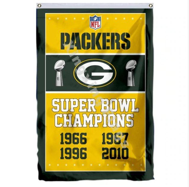 Green Bay Packers Super Bowl Champions Flag 3x5ft Polyester NFL1 Banner Flying Size No.4 90*150cm