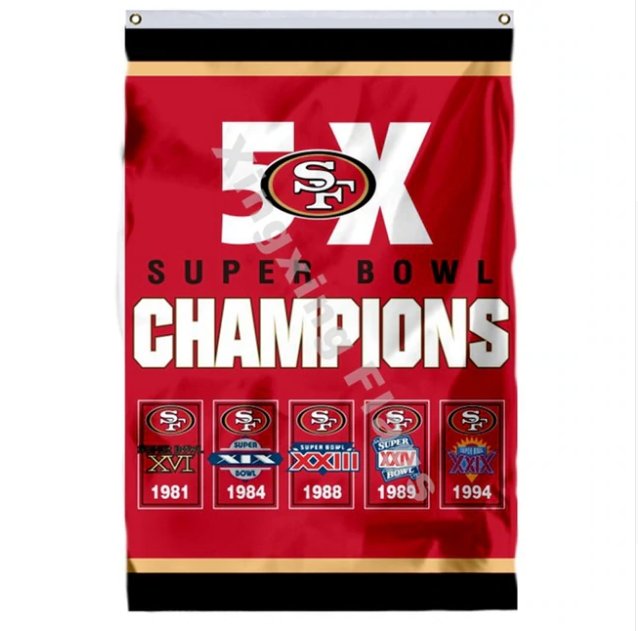 San Francisco 49ers Super Bowl Champions Flag 3x5ft Polyester NFL1 Team Banner Flying Size No.4