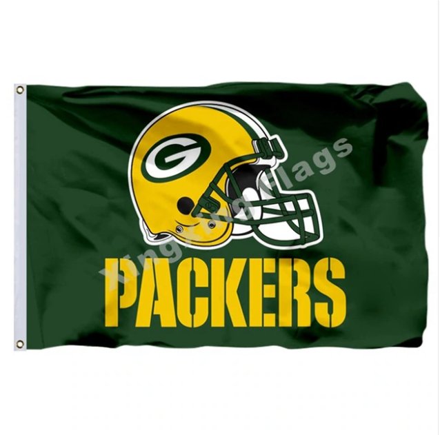 Green Bay Packers Helmet Wordamark Flag 3x5ft Polyester NFL1 Team Banner Flying Size No.4