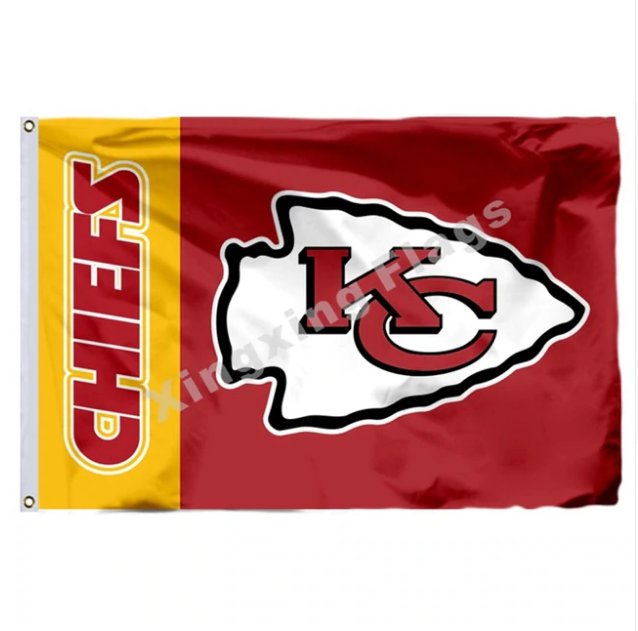 Kansas City Chiefs Wordmark Flag X Ft Polyester NFL Banner Flying Size No Cm Custom Flag