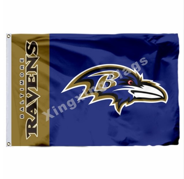 Baltimore Ravens Wordmark Flag 3x5ft Polyester NFL1 Banner Flying Size No.4 90*150cm