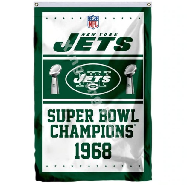 New York Jets Super Bowl Champions Flag 3x5ft Polyester NFL Banner Flying Size No.4 90*150cm