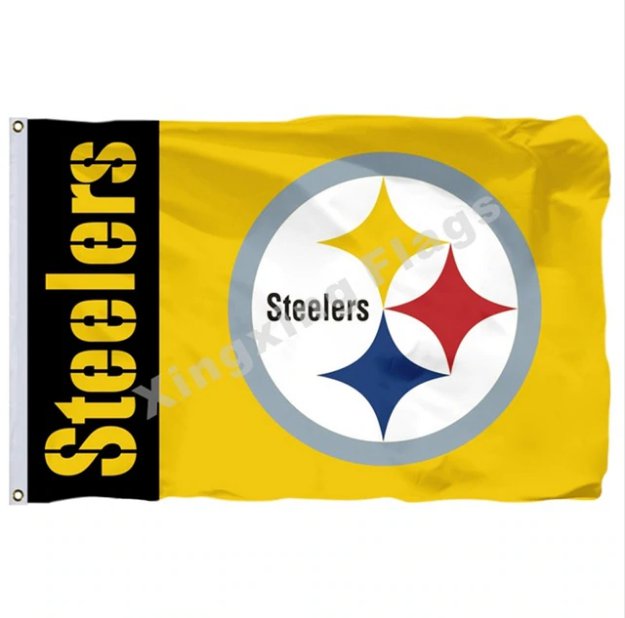 Pittsburgh Steelers Wordmark Flag 3x5ft Polyester NFL1 Banner Flying Size No.4 90*150cm Custom