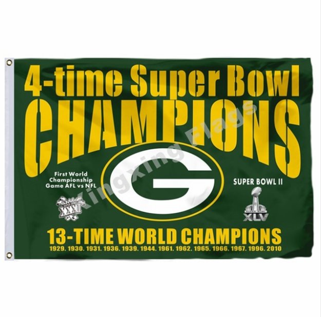 Green Bay Packers Super Bowl XXXI Flag 3x5ft Polyester NFL Team Banner Flying Size No.4 90*150cm