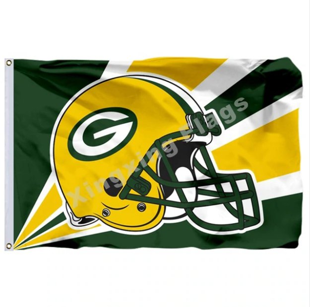 Green Bay Packers Helmet Lighting Flag 3x5ft Polyester NFL1 Banner Size No.4 144*96cm Custom Flag