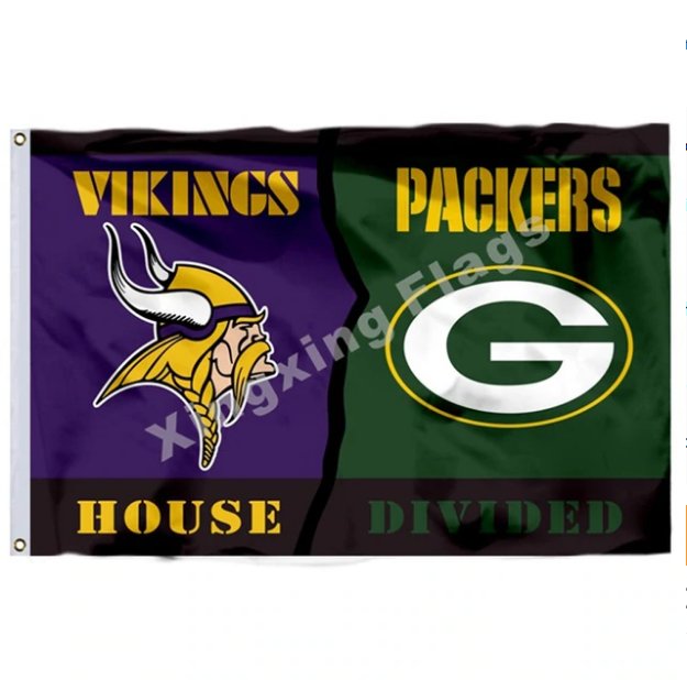 Minnesota Vikings Green Bay Packers House Divided Flag 3x5ft Polyester NFL Banner Size No.4