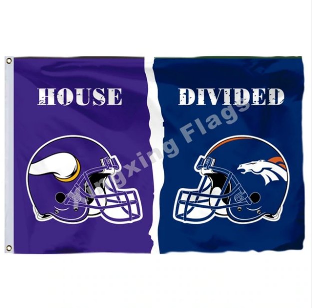 Minnesota Vikings Denver Broncos House Divided Flag 3x5ft Polyester NCAA Banner Flying Size No.4