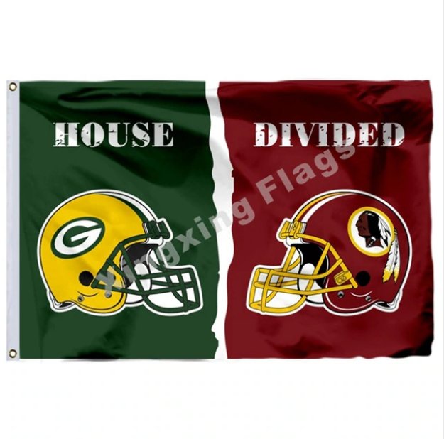 Green Bay Packers Washington Redskins House Divided Flag 3x5ft Polyester NFL Banner Size No.4