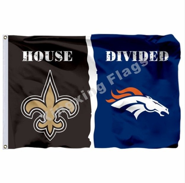 New Orleans Saints Denver Broncos House Divided Flag 3x5ft Polyester NFL Banner Size No.4