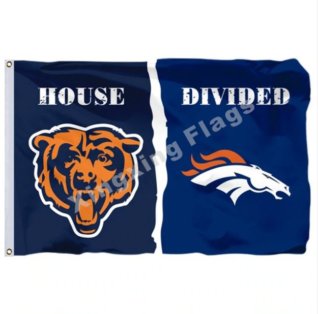 Chicago Bears Denver Broncos House Divided Flag 3x5ft Polyester NFL1 Banner Size No.4 144*96cm