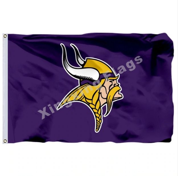 Minnesota Vikings Logo Flag 3x5ft Polyester NFL Banner Flying Size No.4 90*150cm Custom Flag