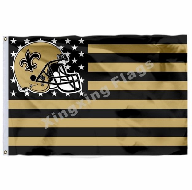 New Orleans Saints Helmet Horizontal Strip Flag 3x5ft Polyester NFL Team Banner Flying Size No.4