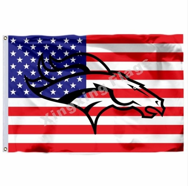 Denver Broncos Hollow Out Shape With US Flag 3x5ft Polyester NFL1 Team Banner Flying Size No.4