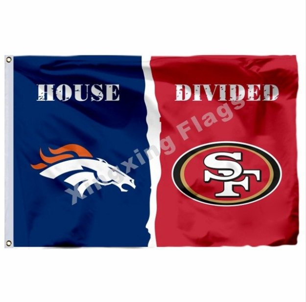 Denver Broncos San Francisco 49ers House Divided Flag 3x5ft Polyester NFL Banner Size No.4 144*96cm