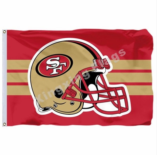 San Francisco 49ers Helmet Horizontal Strip Flag 3x5ft Polyester NFL1 Team Banner Flying Size No.4