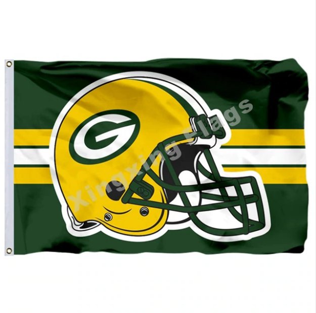 Green Bay Packers Helmet Horizontal Strip Flag 3ft X 5ft Polyester NFL1 Team Banner Flying Size No.4