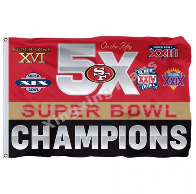 San Francisco 49ers Super Bowl Champions 5X Flag 3x5ft Polyester NFL Team Banner Flying Size No.4