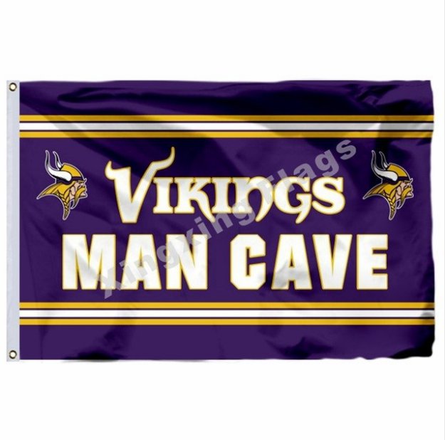 Minnesota Vikings Man Cave Flag 3x5ft Polyester NFL1 Banner Flying Size No.4 90*150cm Custom Flag