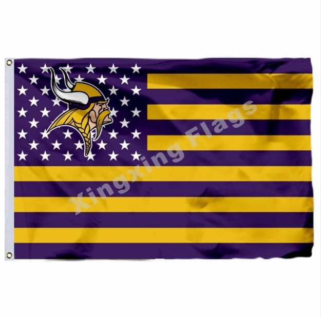Minnesota Vikings With Modified US Flag 3x5ft Polyester NFL Banner Flying Size No.4 90*150cm