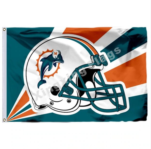 Miami Dolphins Helmet Lighting Flag 3x5ft Polyester NFL Banner Size No.4 144*96cm Custom Flag