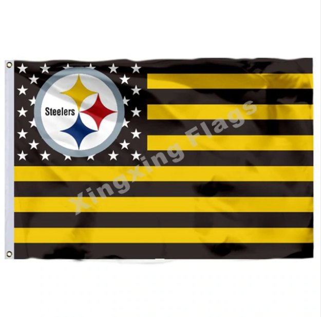 Pittsburgh Steelers With Modified US Flag 3x5ft Polyester NFL Banner Flying Size No.4 90*150cm