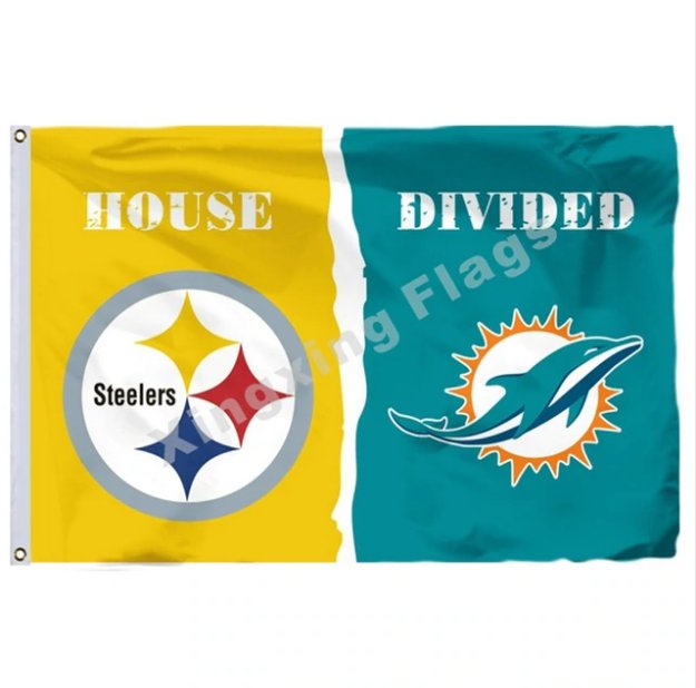 Pittsburgh Steelers Miami Dolphins House Divided Flag 3x5ft Polyester NCAA Banner Flying Size No.4