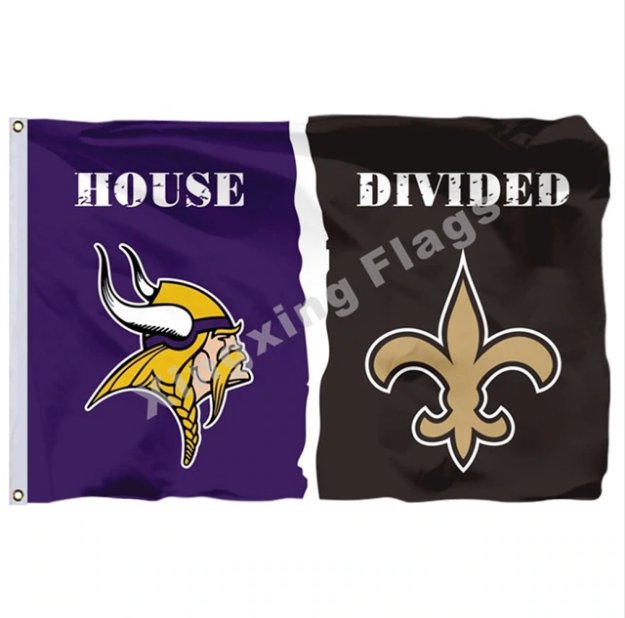 Minnesota Vikings New Orleans Saints House Divided Flag 3x5ft Polyester NFL1 Banner Size No.4