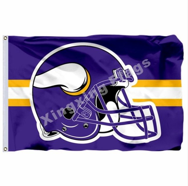 Minnesota Vikings Helmet Horizontal Strip Flag 3x5ft Polyester NFL1 Team Banner Flying Size No.4