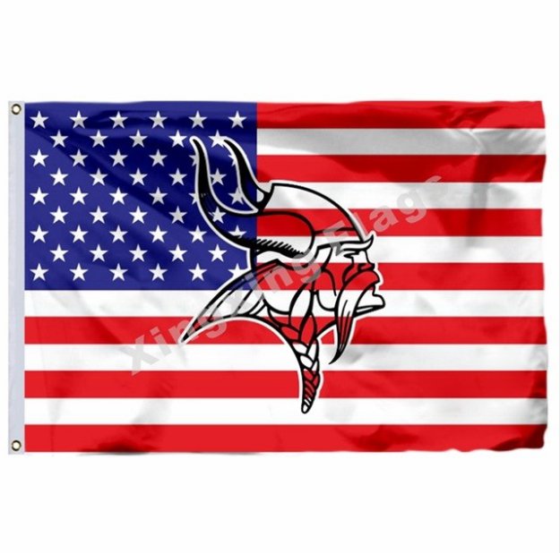 Minnesota Vikings Hollow Out Shape With US Flag 3x5 Polyester NFL1 Team Banner Flying Size No.4