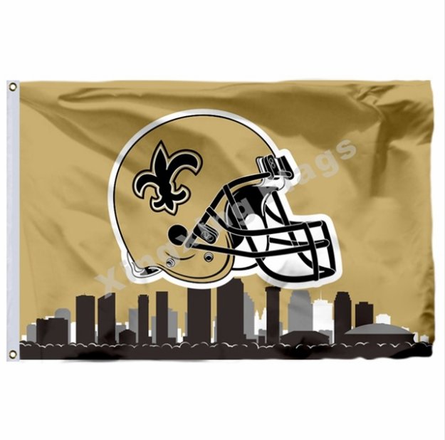 New Orleans Saints Helmet New Orleans Skyline Flag 3x5ft Polyester NFL1 Team Banner Flying Size No.4