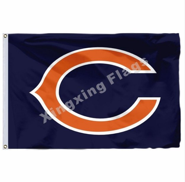Chicago Bears Hollow Out Shape with US Flag 3x5ft Polyester NFL Team Banner Flying Size No.4
