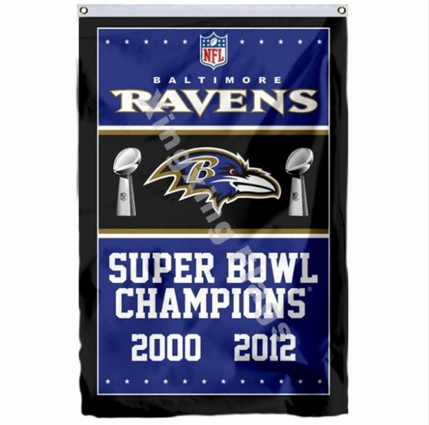 Baltimore Ravens Super Bowl Champions Flag 3x5ft Polyester NFL1 Banner Flying Size No.4