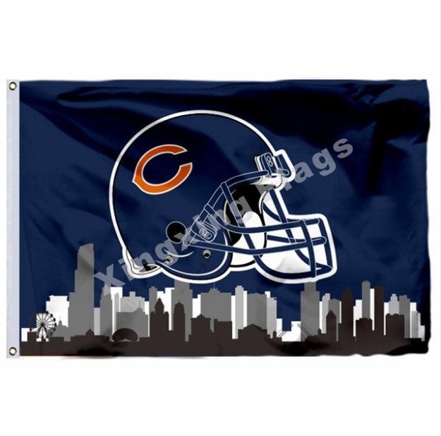 Chicago Bears Helmet Chicago Skyline Flag 3x5ft Polyester NFL1 Team Banner Flying Size No.4