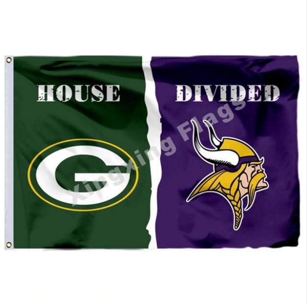 Green Bay Packers Minnesota Vikings House Divided Flag 3x5ft Polyester NFL1 Banner Size No.4