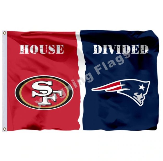 San Francisco 49ers England Patriots House Divided Flag 3x5ft Polyester NFL Banner Size No.4