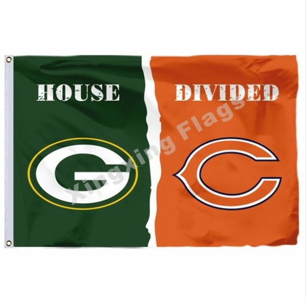 Green Bay Packers Chicago Bears House Divided Flag 3x5ft Polyester NFL1 Banner Size No.4 90*150cm