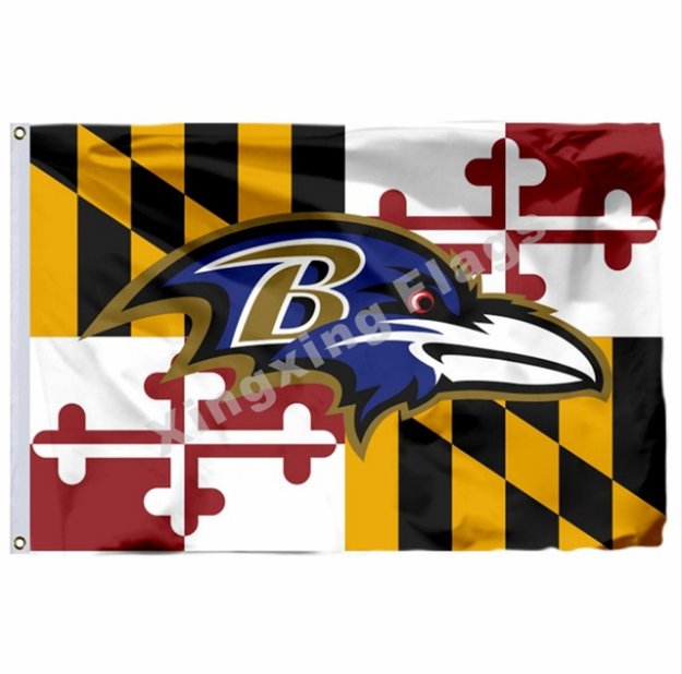 Baltimore Ravens with Maryland Flag 3x5ft Polyester NFL Banner Flying Size No.4 90*150cm Custom flag