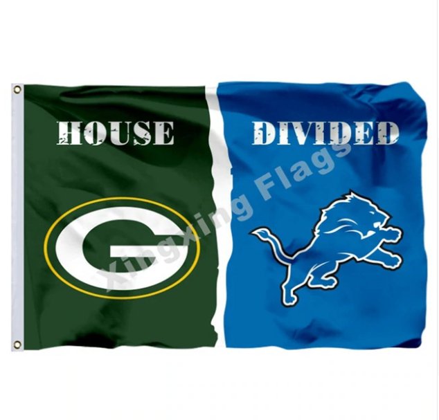 Green Bay Packers Detroit Lions House Divided Flag 3x5ft Polyester NFL1 Banner Size No.4 90*150cm